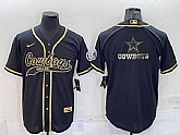 Men's Dallas Cowboys Black Gold Team Big Logo With Patch Cool Base Stitched Baseball Jersey,baseball caps,new era cap wholesale,wholesale hats